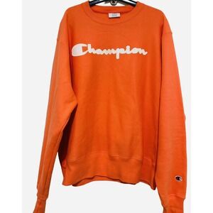 Champion Sweatshirt Men Size Large Reverse Weave Pullover Groovy Papaya Orange